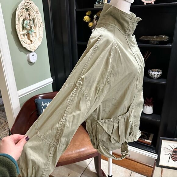 Free People Womens Parachute Jacket Military Green Slouchy Splatter Size Small - Picture 5 of 13